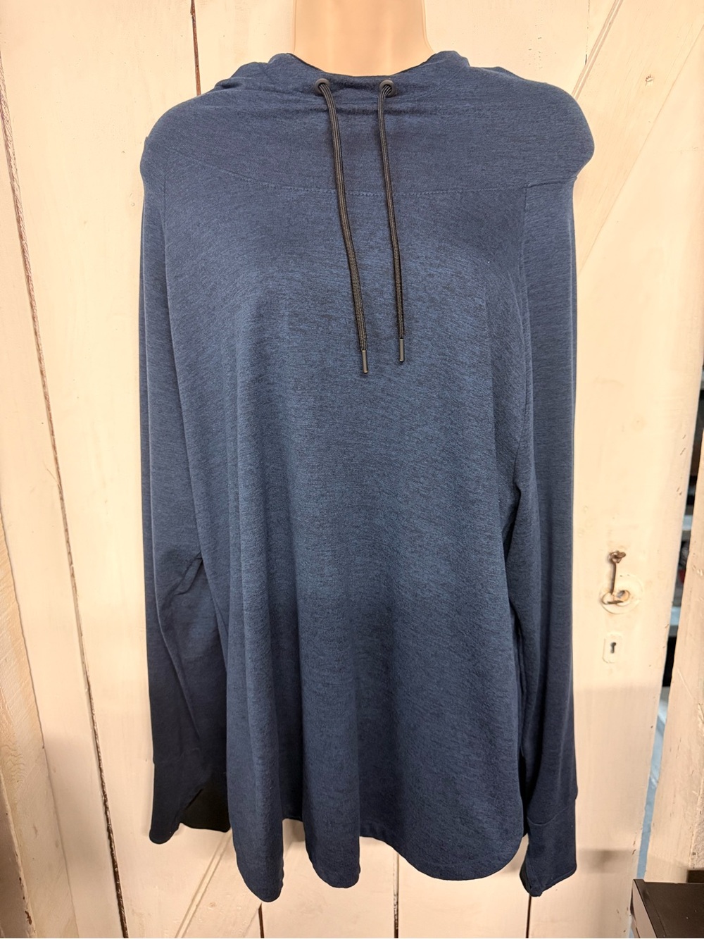 Serene Tangerine Lightweight Hooded Pullover Sweatshirt - Navy Blue